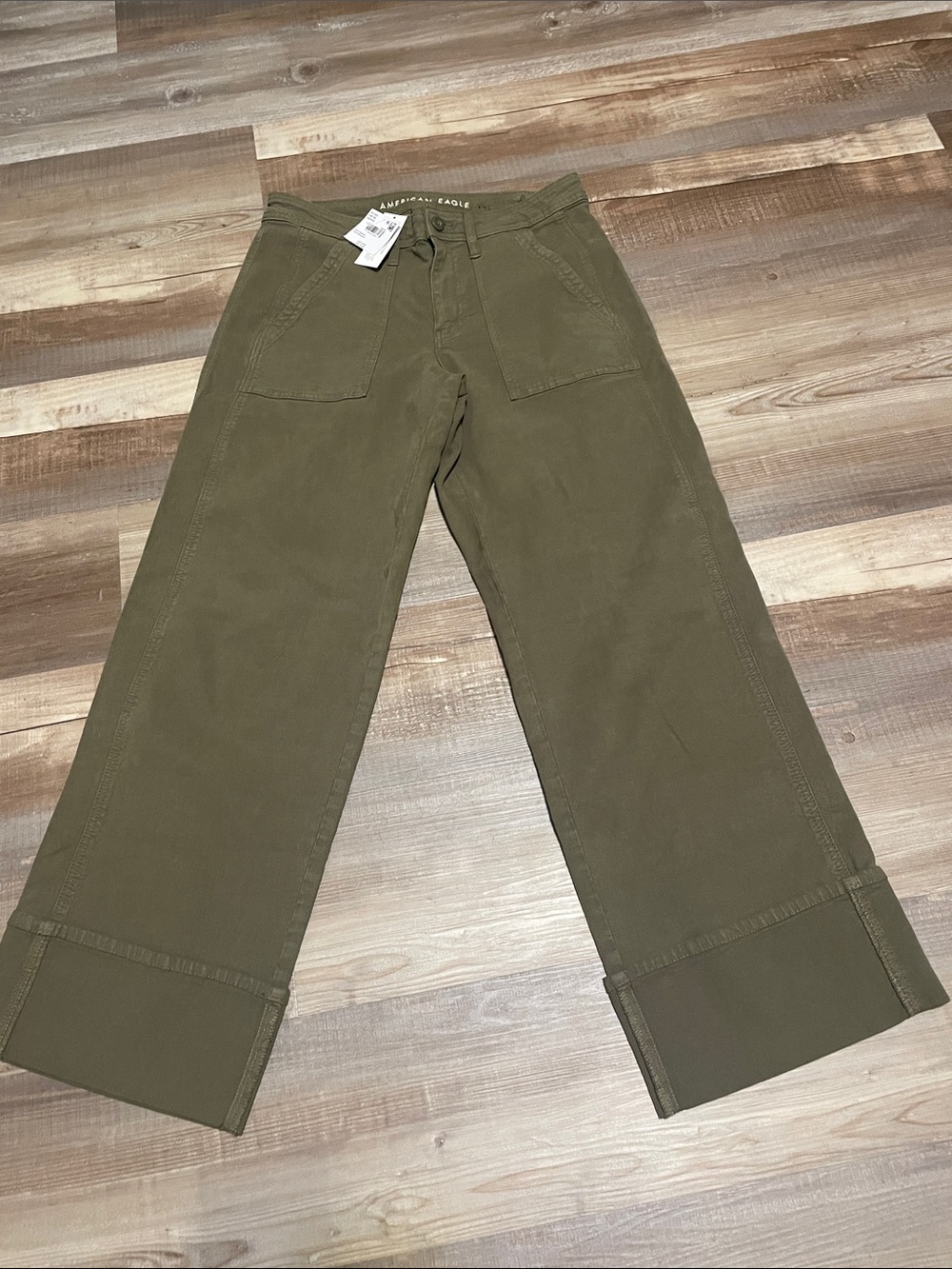 American Eagle Outfitters Olive Utility Wide-Leg Pants